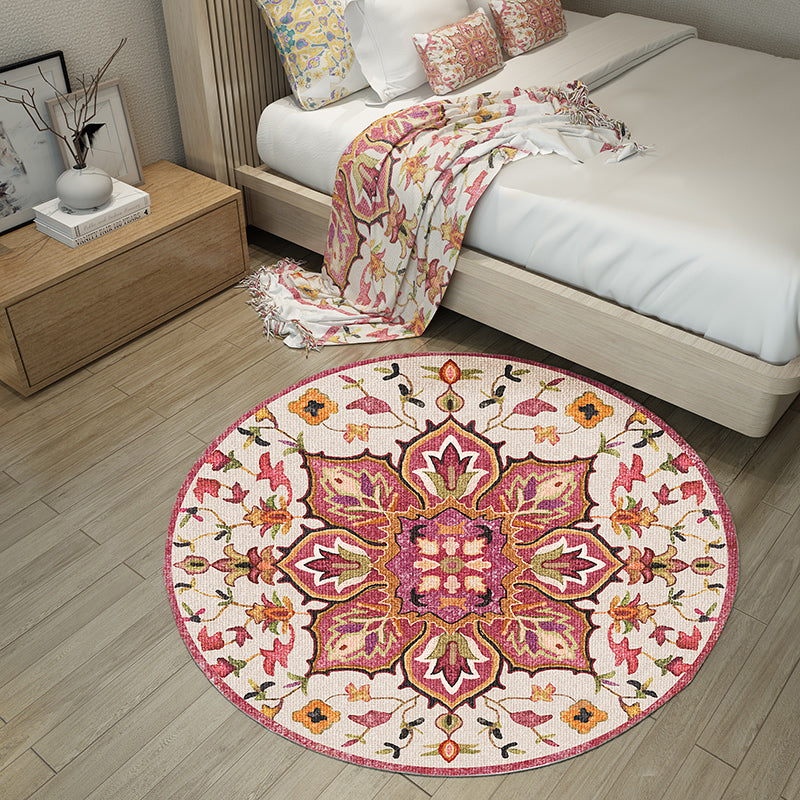 Ethnic Living Room Rug Multicolored Tribal Pattern Rug Synthetic Non-Slip Back Easy Care Indoor Rug | Bowlift