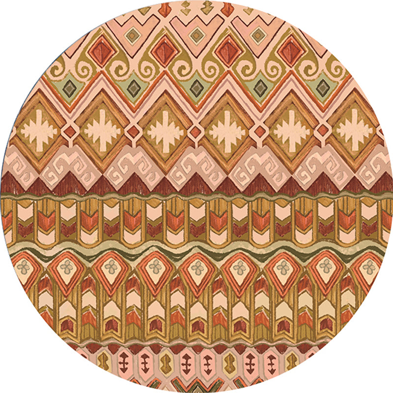 Ethnic Living Room Rug Multicolored Tribal Pattern Rug Synthetic Non-Slip Back Easy Care Indoor Rug | Bowlift