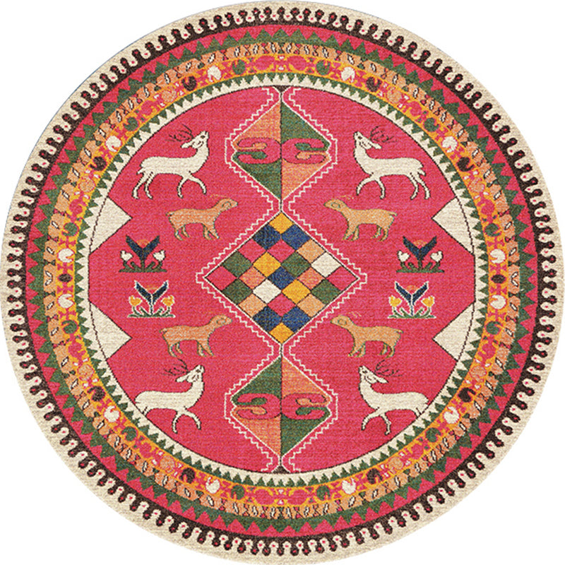 Ethnic Living Room Rug Multicolored Tribal Pattern Rug Synthetic Non-Slip Back Easy Care Indoor Rug | Bowlift