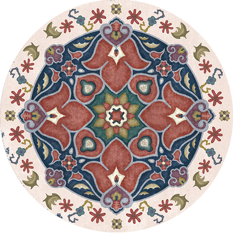 Ethnic Living Room Rug Multicolored Tribal Pattern Rug Synthetic Non-Slip Back Easy Care Indoor Rug | Bowlift