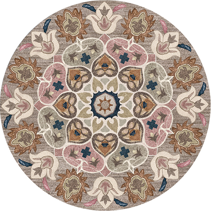 Ethnic Living Room Rug Multicolored Tribal Pattern Rug Synthetic Non-Slip Back Easy Care Indoor Rug | Bowlift