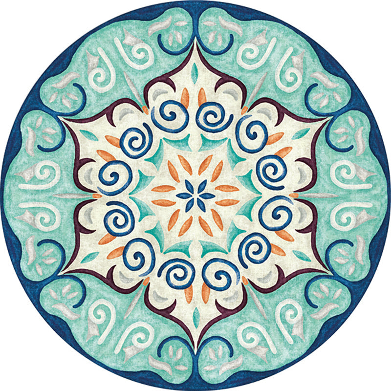 Ethnic Living Room Rug Multicolored Tribal Pattern Rug Synthetic Non-Slip Back Easy Care Indoor Rug | Bowlift