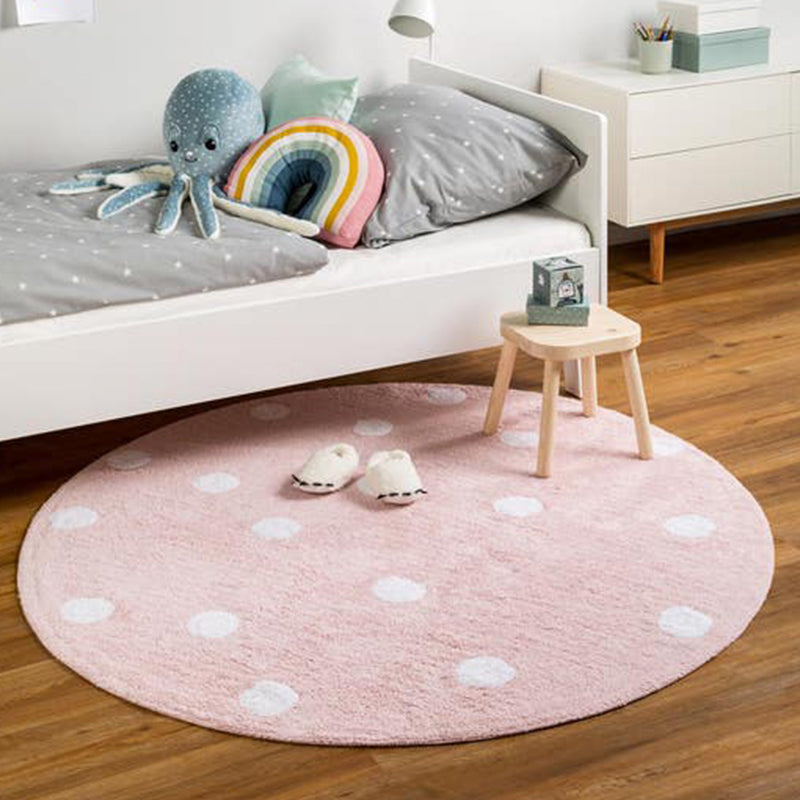 BowLift | Multicolored simple rug Polyester polka dot print rug pet friendly non-slip backing rug for children's room