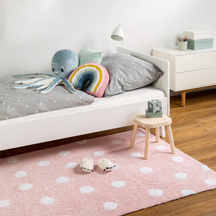 BowLift | Multicolored simple rug Polyester polka dot print rug pet friendly non-slip backing rug for children's room