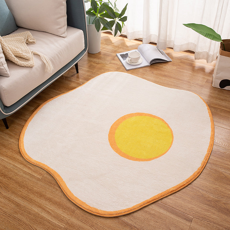 BowLift | New Item Shape Egg Print Rug Yellow Funky Indoor Rug Polypropylene Pet-Friendly Easy-Care Rug for Decor