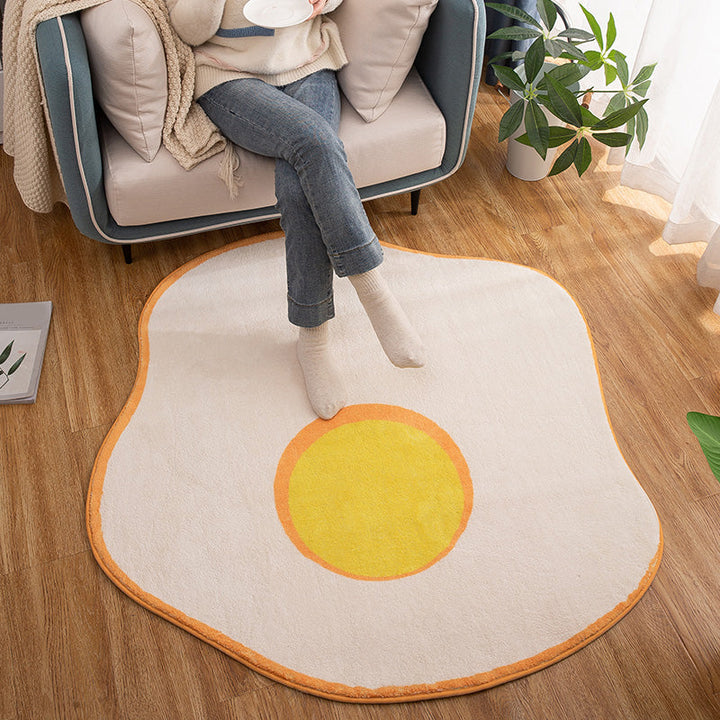 BowLift | New Item Shape Egg Print Rug Yellow Funky Indoor Rug Polypropylene Pet-Friendly Easy-Care Rug for Decor