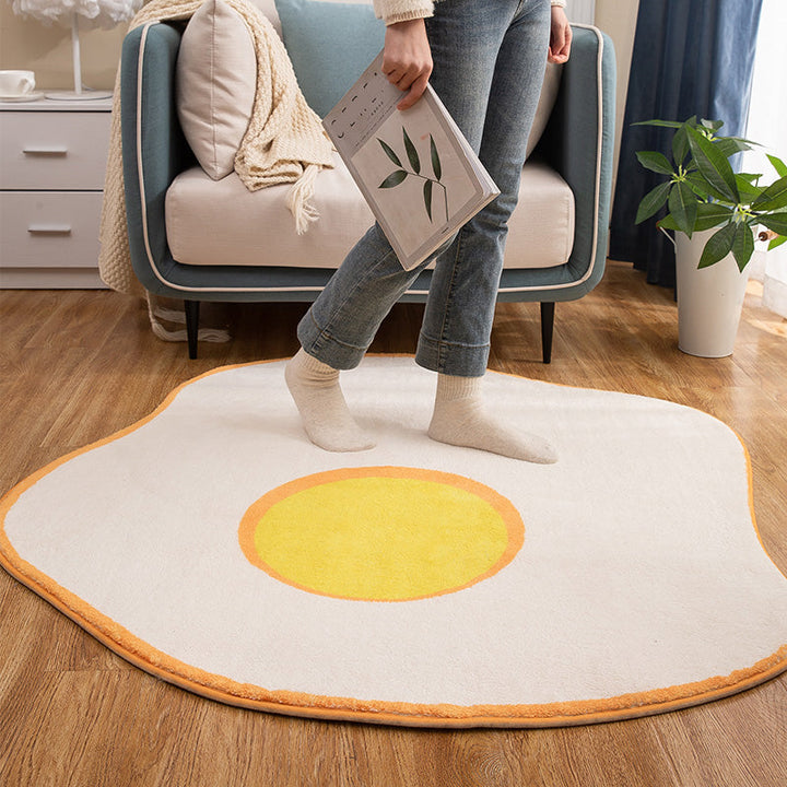 BowLift | New Item Shape Egg Print Rug Yellow Funky Indoor Rug Polypropylene Pet-Friendly Easy-Care Rug for Decor