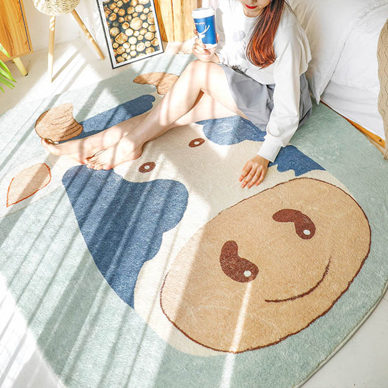 BowLift | Natural Bedroom Rug Multicolored Cartoon Print Rug Polypropylene Non-Slip Machine Washable Rug
