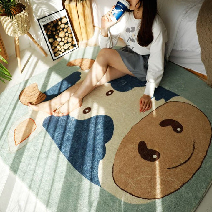 BowLift | Natural Bedroom Rug Multicolored Cartoon Print Rug Polypropylene Non-Slip Machine Washable Rug