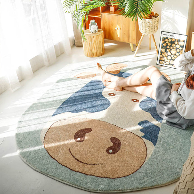 BowLift | Natural Bedroom Rug Multicolored Cartoon Print Rug Polypropylene Non-Slip Machine Washable Rug