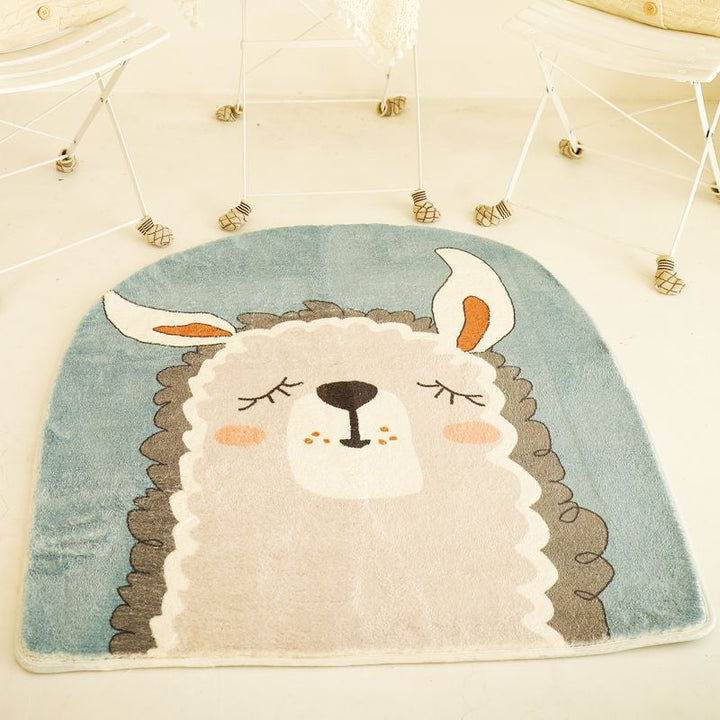 BowLift | Natural Bedroom Rug Multicolored Cartoon Print Rug Polypropylene Non-Slip Machine Washable Rug