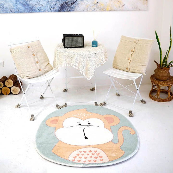 BowLift | Natural Bedroom Rug Multicolored Cartoon Print Rug Polypropylene Non-Slip Machine Washable Rug