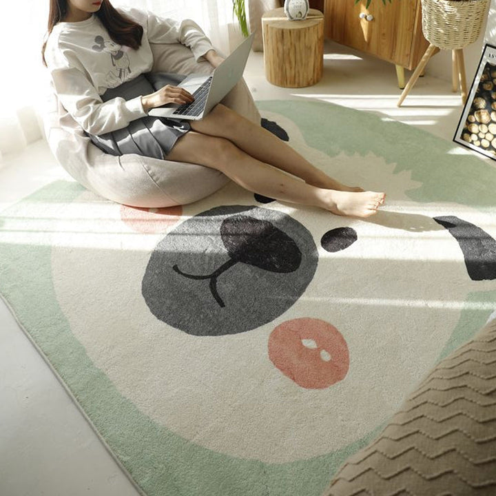 BowLift | Natural Bedroom Rug Multicolored Cartoon Print Rug Polypropylene Non-Slip Machine Washable Rug