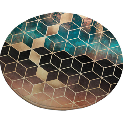 BowLift | Unique geometric print rug Multicolored polyester rug Non-slip backing Machine washable indoor rug for the bedroom