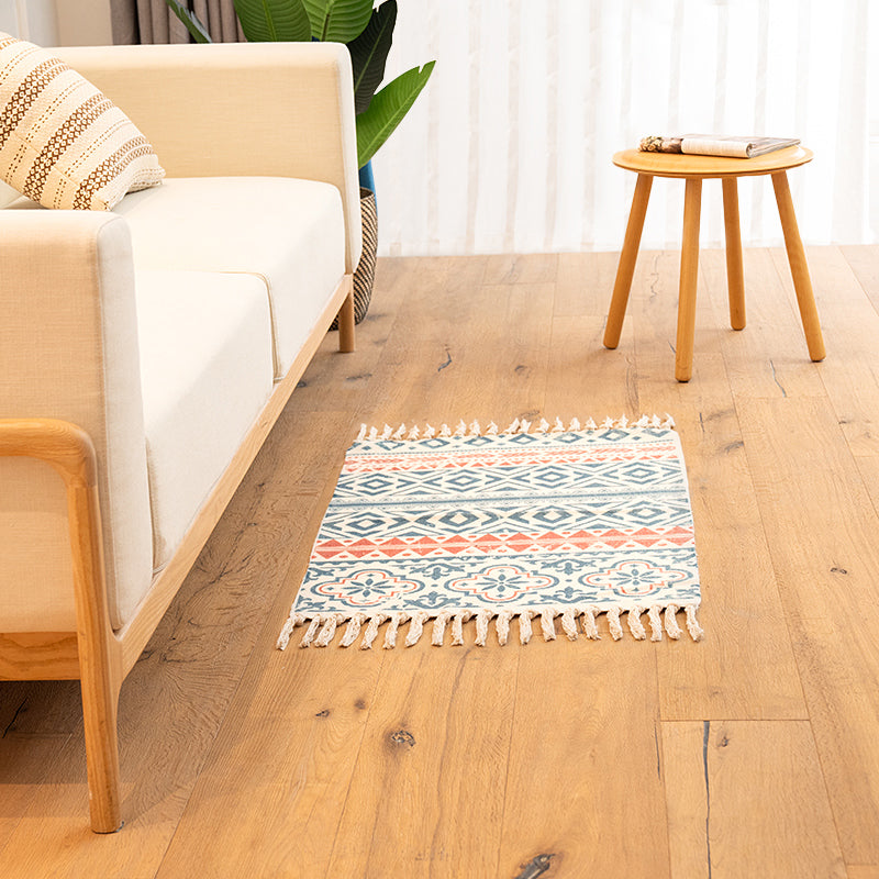 BowLift | Classic living room carpet Colorful geometric printed carpet washable woven rug with tassels
