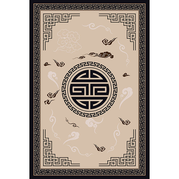 BowLift | Classic Zen Print Rug Multicolor Chinese Rug Polypropylene Non-Slip Backing Pet-Friendly Stain-Resistant Rug for Home