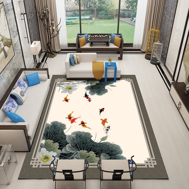 BowLift | Classic Zen Print Rug Multicolor Chinese Rug Polypropylene Non-Slip Backing Pet-Friendly Stain-Resistant Rug for Home