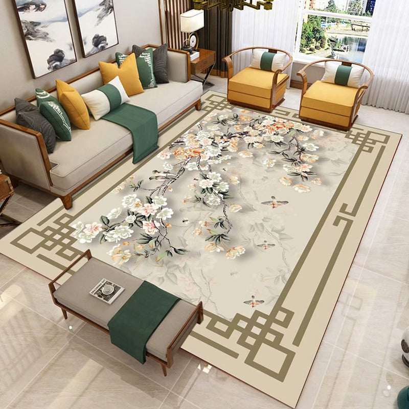 BowLift | Chinese 3D Print Rug Multicolor Polyester Rug Pet-Friendly Non-Slip Washable Rug for the Living Room