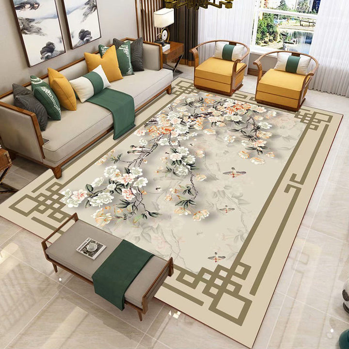 BowLift | Chinese 3D Print Rug Multicolor Polyester Rug Pet-Friendly Non-Slip Washable Rug for the Living Room