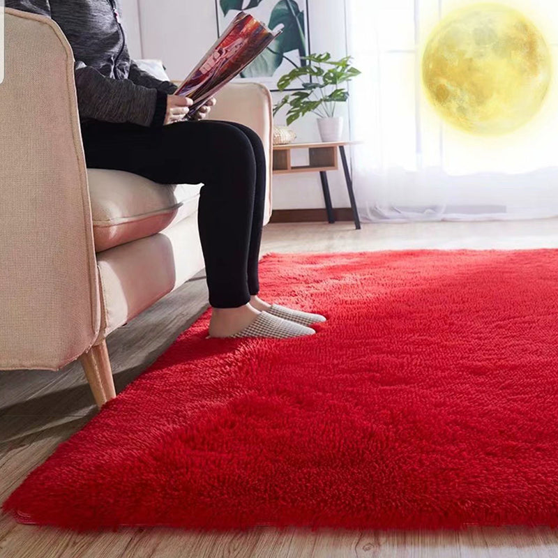 BowLift | Fluffy Plain Rug Multicolored Casual Carpet Synthetic Washable Pet Friendly Non-Slip Carpet for the Living Room