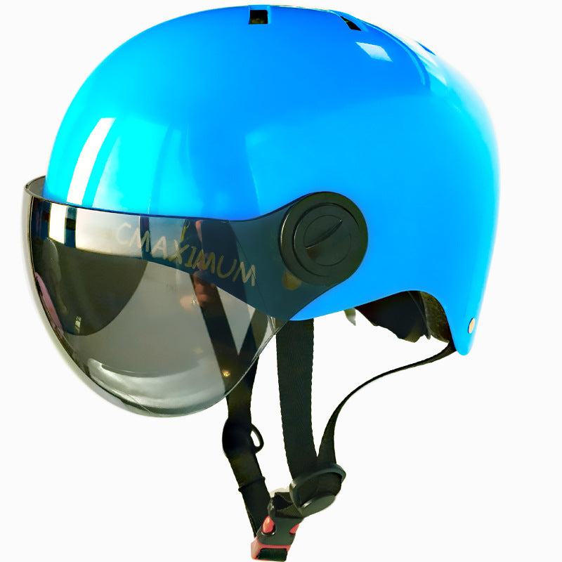 urban bicycle helmet with integrated tinted visor and adjustable chin strap Bowlift