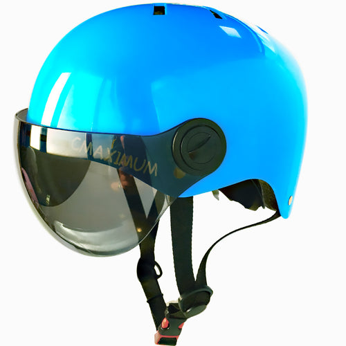 urban bicycle helmet with integrated tinted visor and adjustable chin strap Bowlift