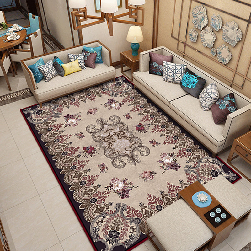 BowLift | Classic printed rug with floral pattern multicolored indoor rug non-slip backing pet-friendly rug