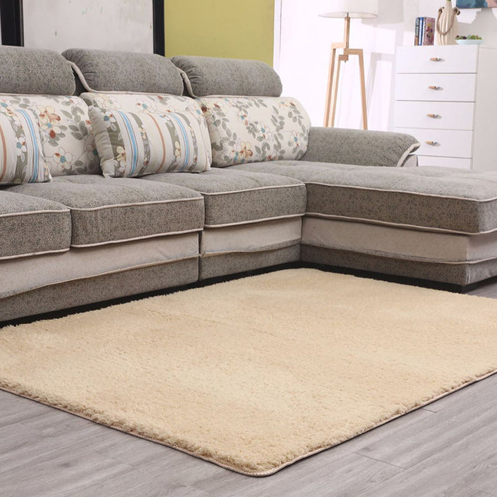 Simple Living Room Rug Multicolor Solid Area Rug Lambswool Non-Slip Easy Care Indoor Rug | Bowlift