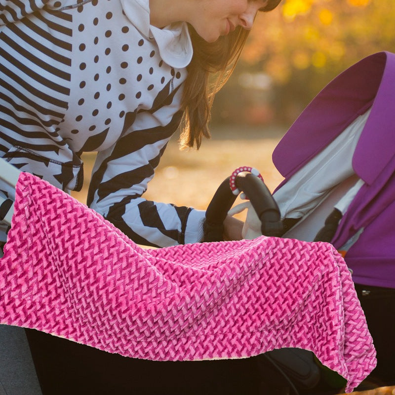Women Cozy Reversible Blanket with Cable Pattern Bowlift
