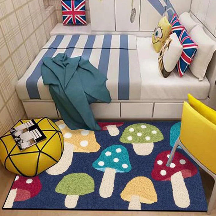 BowLift | Multicolored floral print rug made of cotton blend Scandinavian rug Pet friendly Machine washable rug for parlor