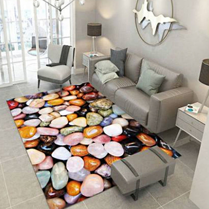 BowLift | Multicolored floral print rug made of cotton blend Scandinavian rug Pet friendly Machine washable rug for parlor