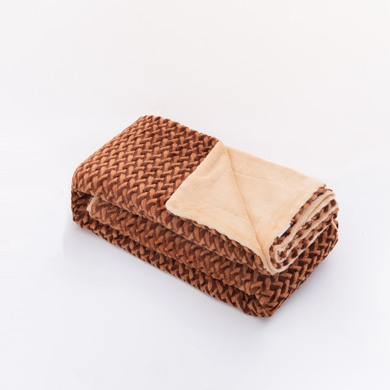 Women Cozy Reversible Blanket with Cable Pattern Bowlift