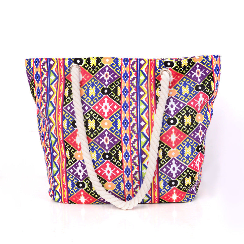 Large shopping bag with colorful ethnic pattern Bowlift