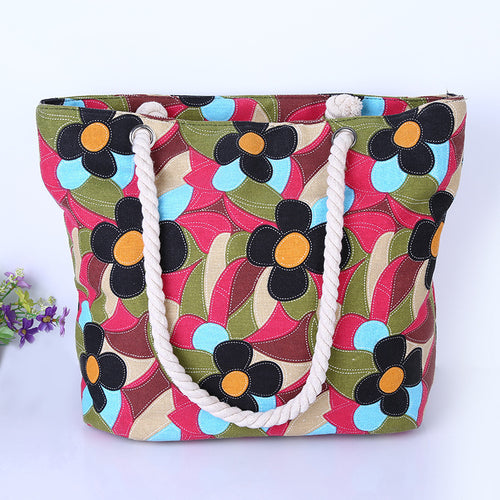Large and Colorful Beach Bag with Floral Pattern Bowlift