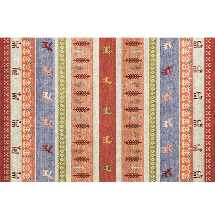 BowLift | Natural Living Room Carpet Multicolor Geo Pattern Indoor Carpet Polypropylene Non-Slip Machine Washable Area Rug