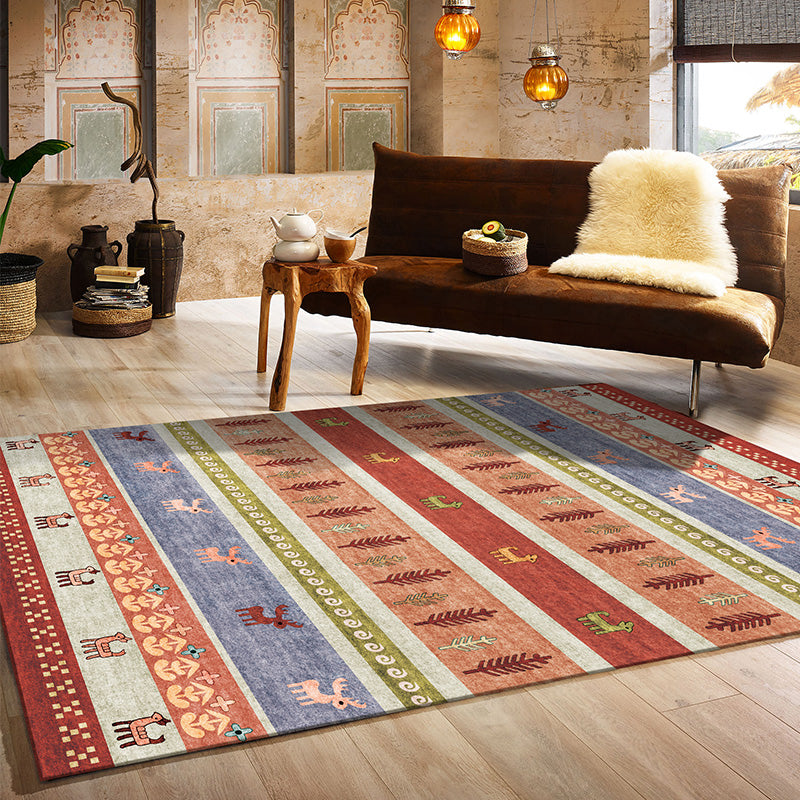 BowLift | Natural Living Room Carpet Multicolor Geo Pattern Indoor Carpet Polypropylene Non-Slip Machine Washable Area Rug