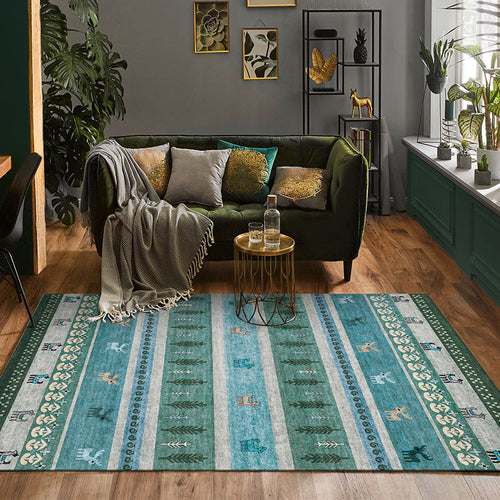 BowLift | Natural Living Room Carpet Multicolor Geo Pattern Indoor Carpet Polypropylene Non-Slip Machine Washable Area Rug