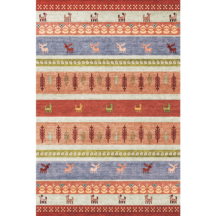 BowLift | Natural Living Room Carpet Multicolor Geo Pattern Indoor Carpet Polypropylene Non-Slip Machine Washable Area Rug