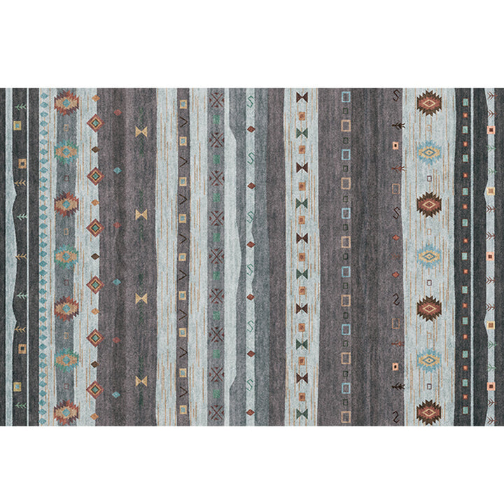 BowLift | Natural Living Room Carpet Multicolor Geo Pattern Indoor Carpet Polypropylene Non-Slip Machine Washable Area Rug