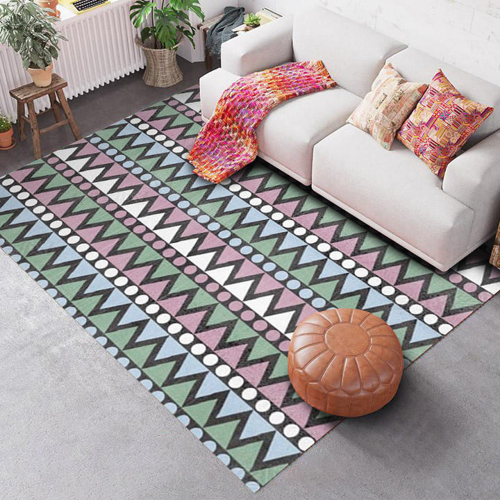 BowLift | Southwest Geo Pattern Rug Multicolored Polyester Area Rug Easy Care Pet Friendly Washable Area Rug for Rooms