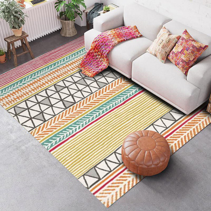 BowLift | Southwest Geo Pattern Rug Multicolored Polyester Area Rug Easy Care Pet Friendly Washable Area Rug for Rooms
