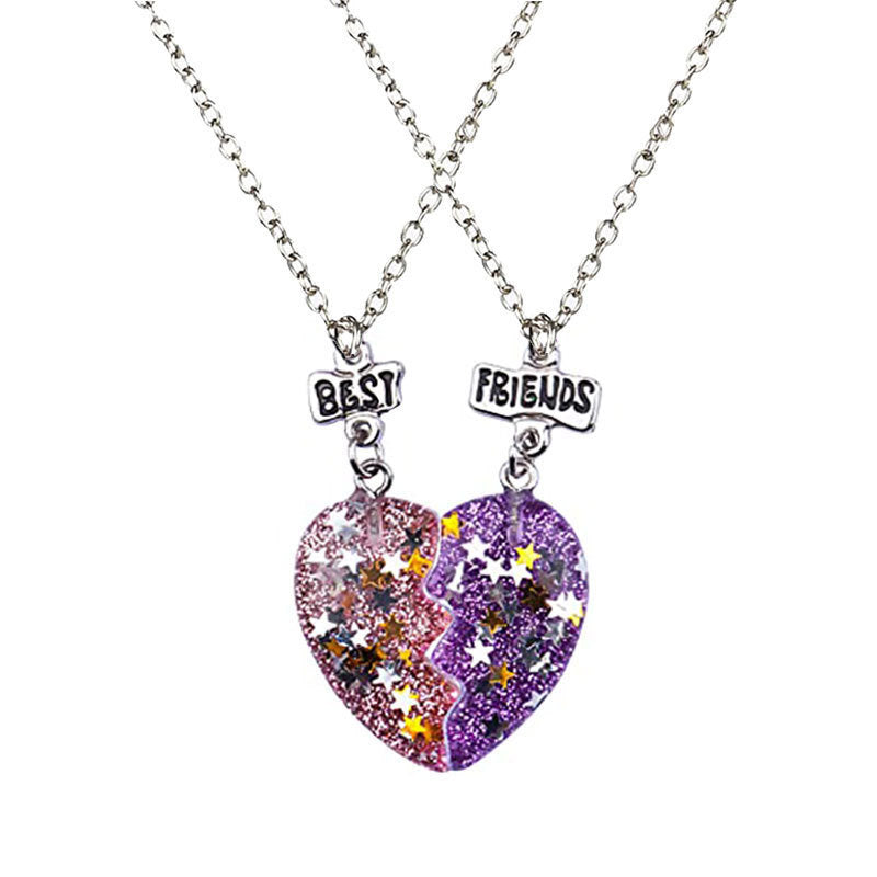 Best Friends Heart Pendant Necklace Bowlift