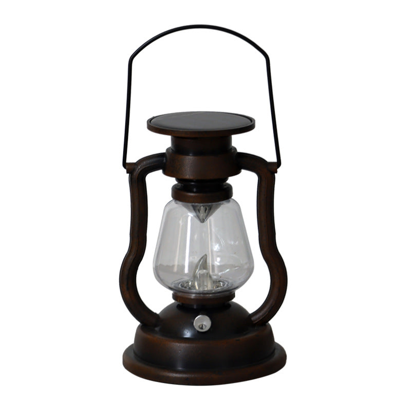 Antique-Inspired Solar LED Lantern With Glass Globe And Metal Handle Bowlift