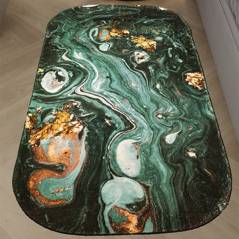 Blackish green abstract patterned rug polypropylene minimalist indoor rug non-slip backing pet-friendly area rug for decoration | Bowlift
