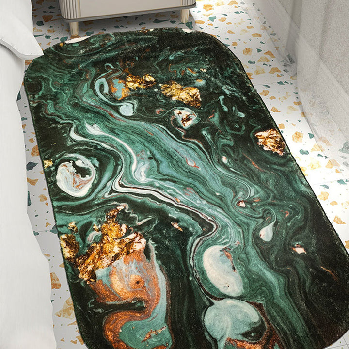 Blackish green abstract patterned rug polypropylene minimalist indoor rug non-slip backing pet-friendly area rug for decoration | Bowlift