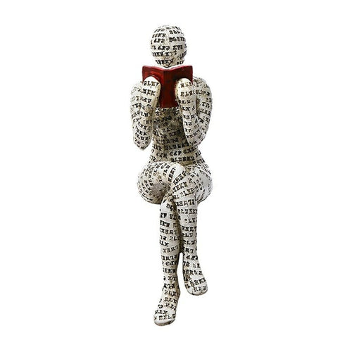 Resin Modern Reading Woman Statue Ornament in The Shape of a Scholar | Bowlift
