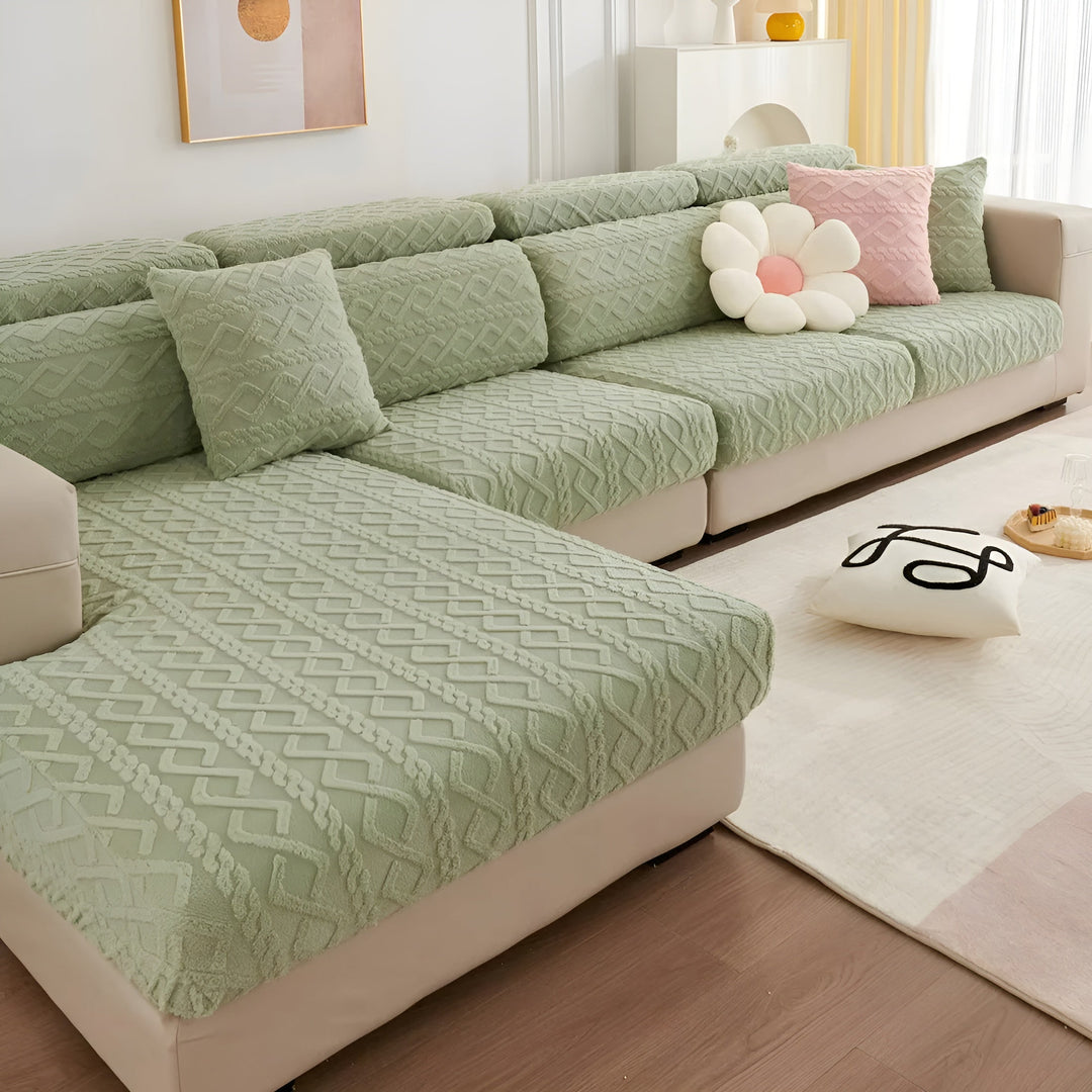 Samt-Sofa cover with diamond pattern – Soft & Luxurious | Perfect fit for any couch | Bowlift