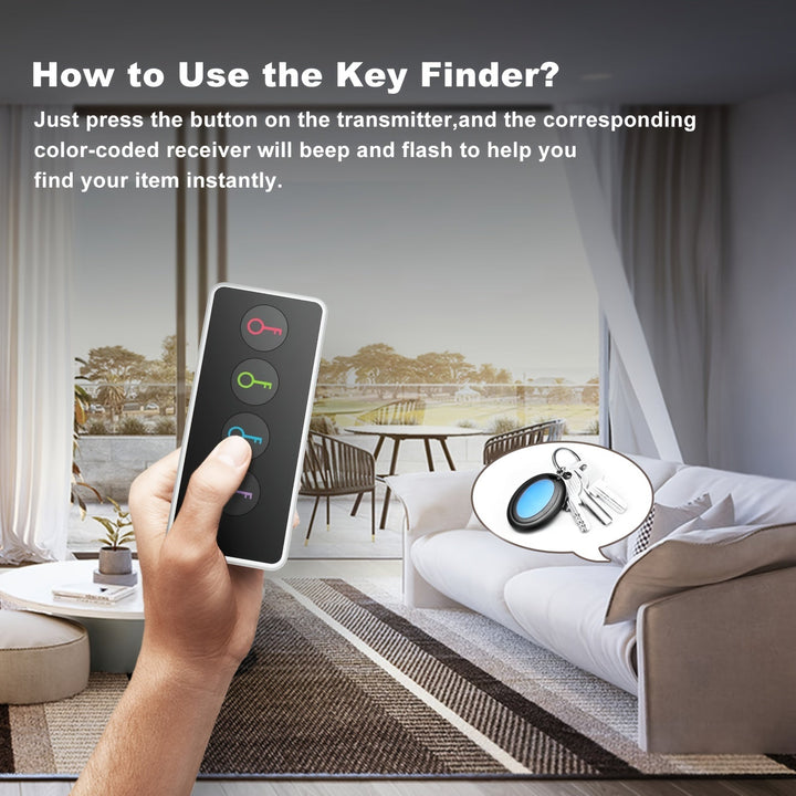 BowLift | 4-in-1 Key Finder with LED Flashlight and Color-Coded Receivers – Compact Key Locator for Keys, Remote Controls, and More