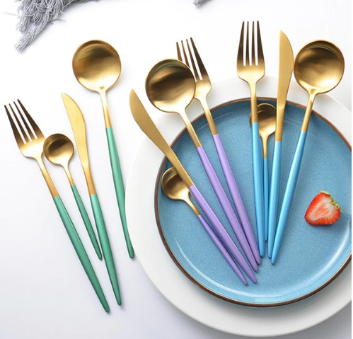BowLift | 24-Piece Stainless Steel Gold-Silver Luxury Cutlery Set – RoyalGlow