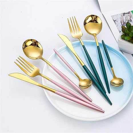 BowLift | 24-Piece Stainless Steel Gold-Silver Luxury Cutlery Set – RoyalGlow